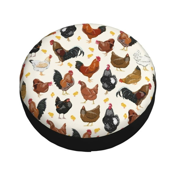 Fotbe Roosters and Chickens Spare Tire Cover Thickening Universal Fit for Jeep, Trailer, RV, SUV, Truck, Tough Tire Wheel Soft Cover-16 inch