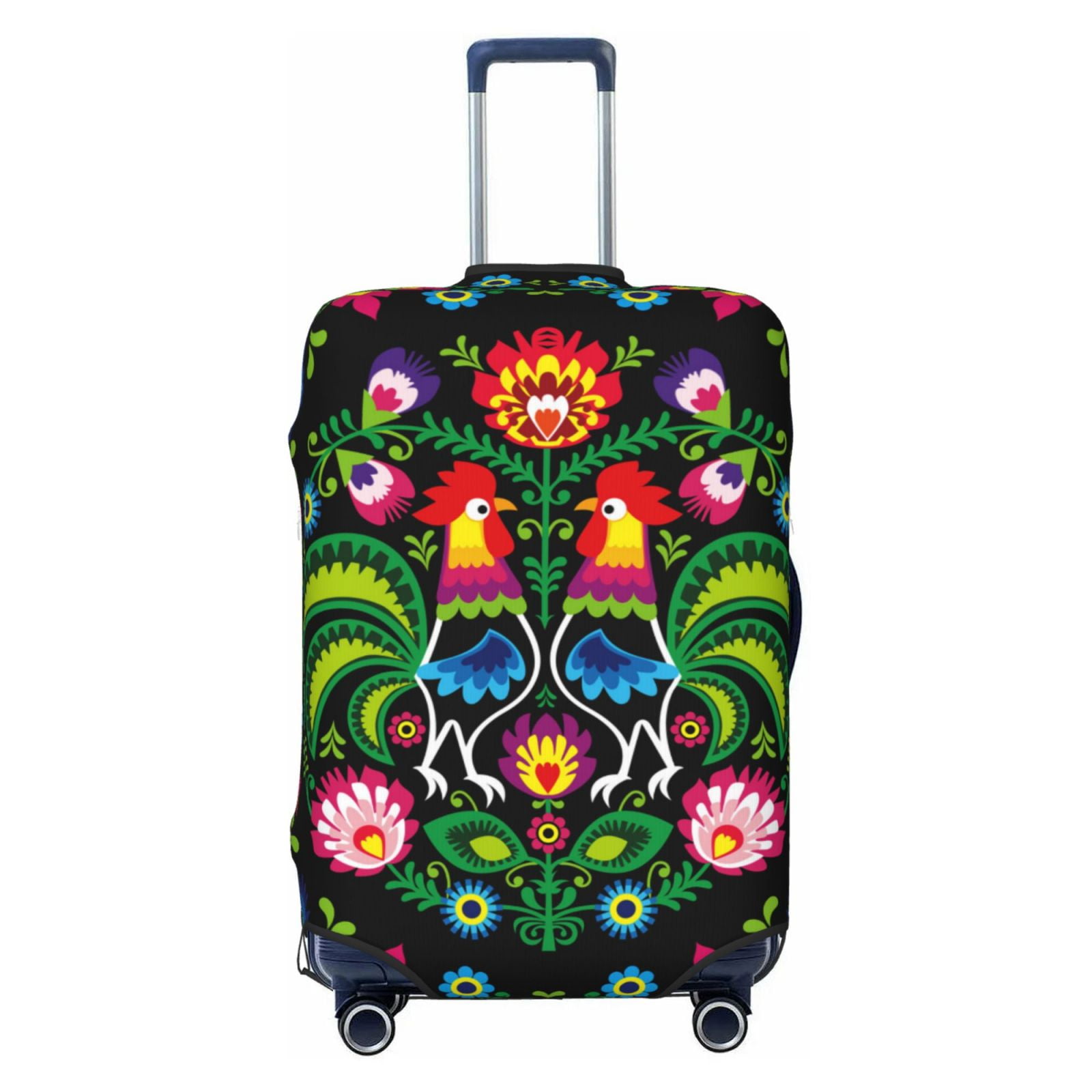 Peacock Rose Feather Pattern Print Luggage Cover Protector
