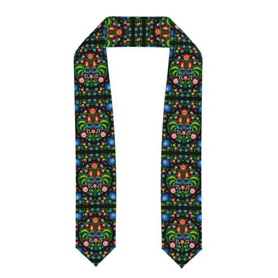 Fotbe Roosters and Flowers Printed Class of 2024 Graduation Stole