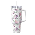 thumbnail image 1 of Fotbe Rose Flower B Pattern 40oz Ice Bully With Handle And Straw Stainless Steel Vacuum Insulated Cup And 2 In 1 Straw Lid, 1 of 8