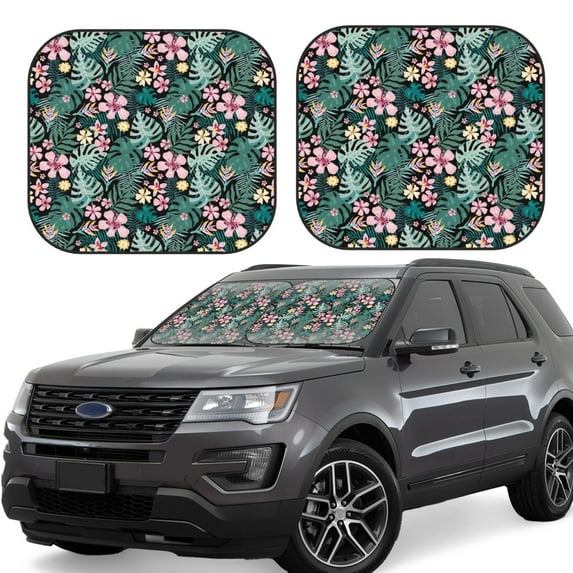 Fotbe Rose Flowers 2-Piece Car Windshield Sun Shade | Sun Blocker for Car Windshield | Foldable Automotive Interior Accessories for Sun Protection-Small