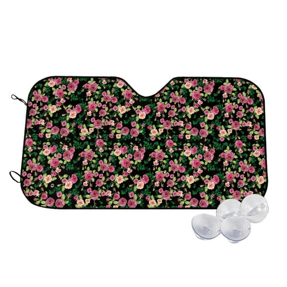 Fotbe Rose Flowers Car Windshield Sunshade | Sun Visor Protector Front Window Shade, Keeps Out UV Rays, Keeps Your Vehicle Cool-Medium