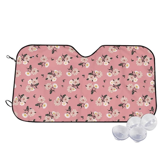 Fotbe Rose Flowers Car Windshield Sunshade | Sun Visor Protector Front Window Shade, Keeps Out UV Rays, Keeps Your Vehicle Cool-Medium