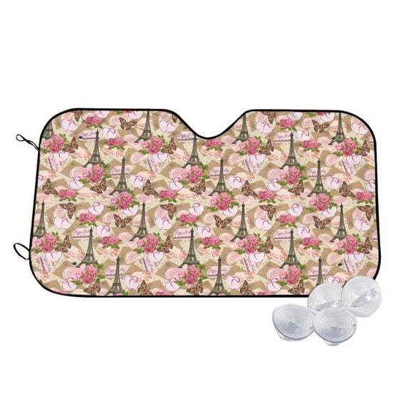 Fotbe Rose Flowers Car Windshield Sunshade | Sun Visor Protector Front Window Shade, Keeps Out UV Rays, Keeps Your Vehicle Cool-Medium