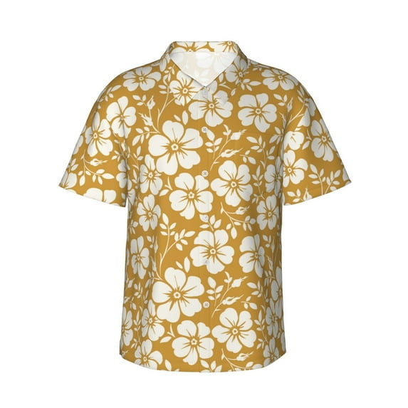 Fotbe Rose Flowers Hawaiian Shirt for Men Unisex Summer Beach Casual Short Sleeve Cotton Linen Button Down Shirts-XX-Large