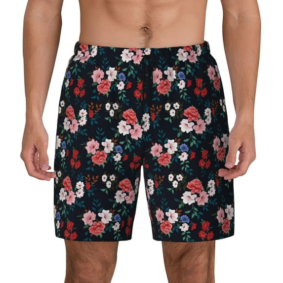 Fotbe Rose Flowers Men’s Swim Trunks Quick Dry Swim Shorts Board Shorts with Mesh Lining-X-Large