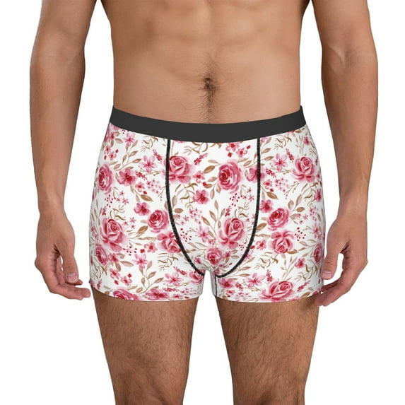 Fotbe Rose Flowers Men’s Total Support Pouch Boxer Briefs, X-Temp Cooling, Moisture-Wicking Underwear, Regular, Long-leg and Trunk-Small