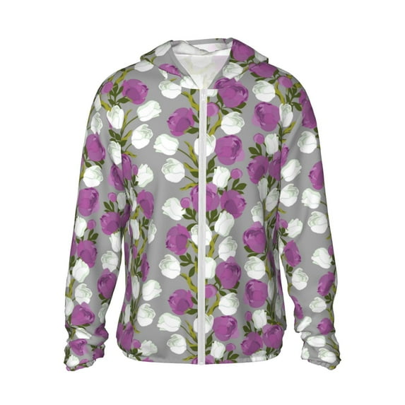 Fotbe Rose Flowers Men's Women's UPF 50+ Sun Protection Jacket Hooded Cooling Shirt with Pockets Hiking Outdoor Performance-XX-Large