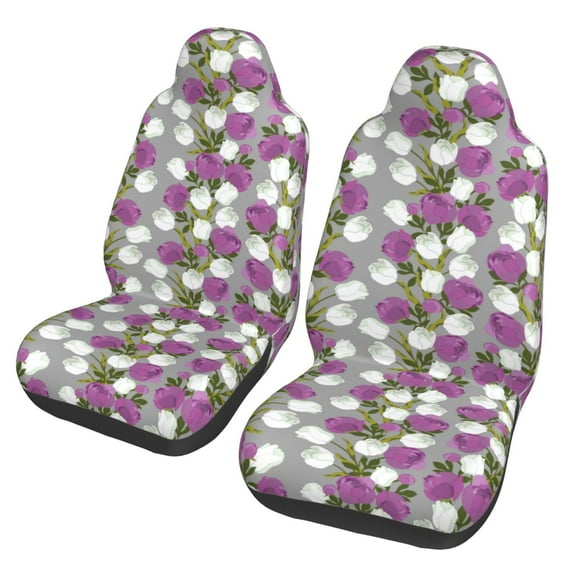 Fotbe Rose Flowers Pattern Automotive Seat Covers for Cars Trucks and SUVs – Car Seat Covers for Front Seats,Protective Seat Covers,Vehicle Seat Covers, Set of 2
