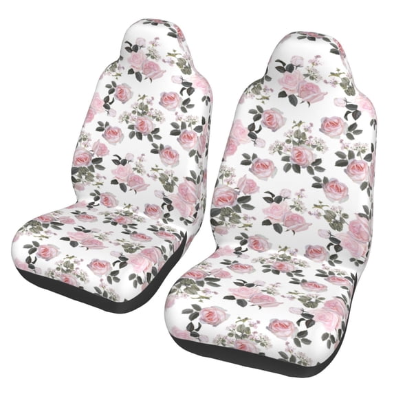 Fotbe Rose Flowers Pattern Automotive Seat Covers for Cars Trucks and SUVs – Car Seat Covers for Front Seats,Protective Seat Covers,Vehicle Seat Covers, Set of 2