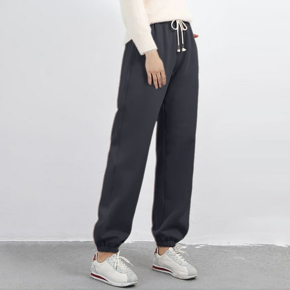 Women's Solid Color Winter Elastic Waistband With And Drawstring Casual Sports Pants Womens plus Size Casual Pants Suits for Wedding Track Pants Women Beach Pants for Women Casual Women Casual Pants