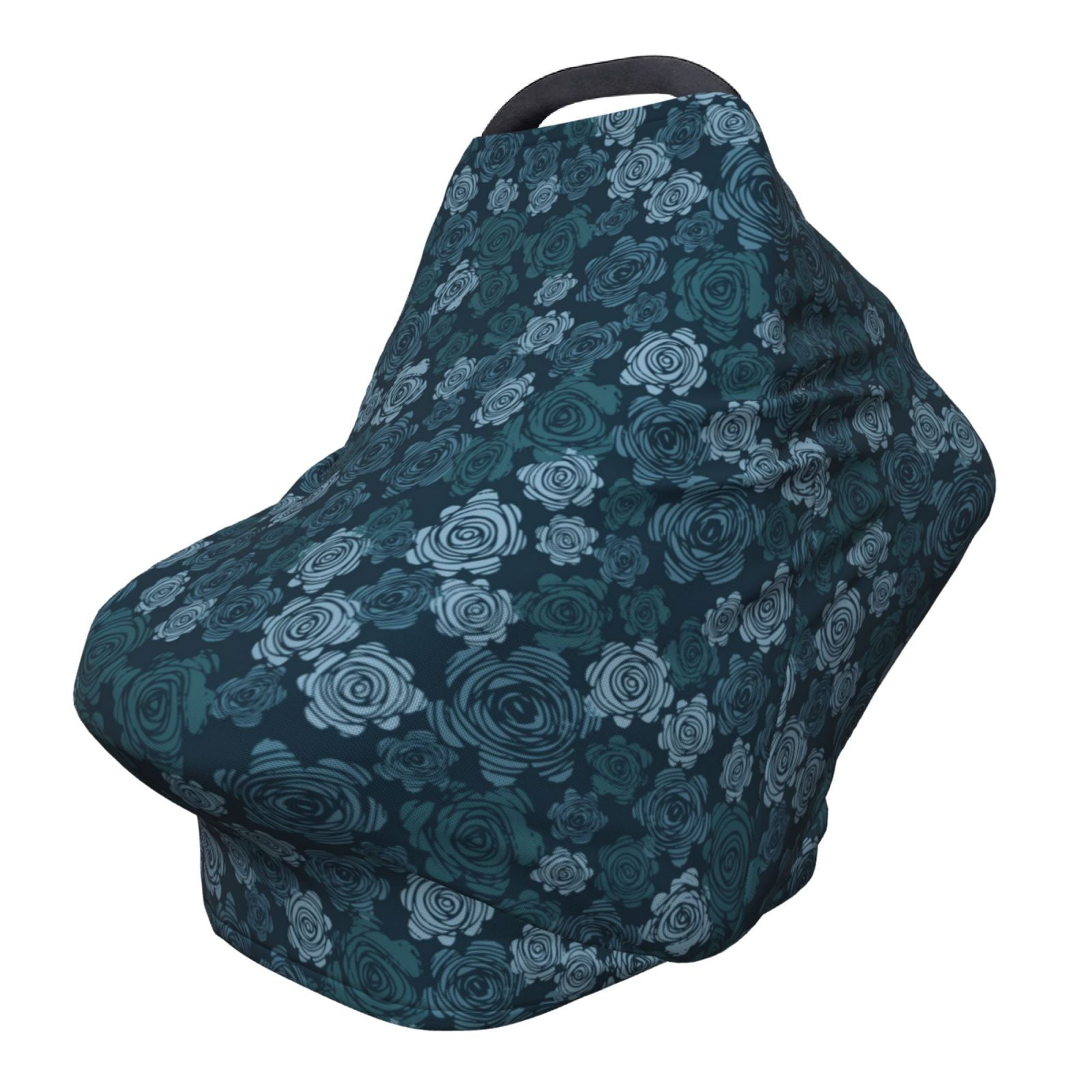 Fotbe Rose Flowers Pattern Car Seat Covers for Babies, Nursing Breastfeeding Cover Infant Carseat Canopy, Soft Stretchy Carrier Cover