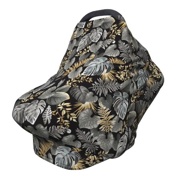 Fotbe Rose Flowers Pattern Car Seat Covers for Babies, Nursing Breastfeeding Cover Infant Carseat Canopy, Soft Stretchy Carrier Cover