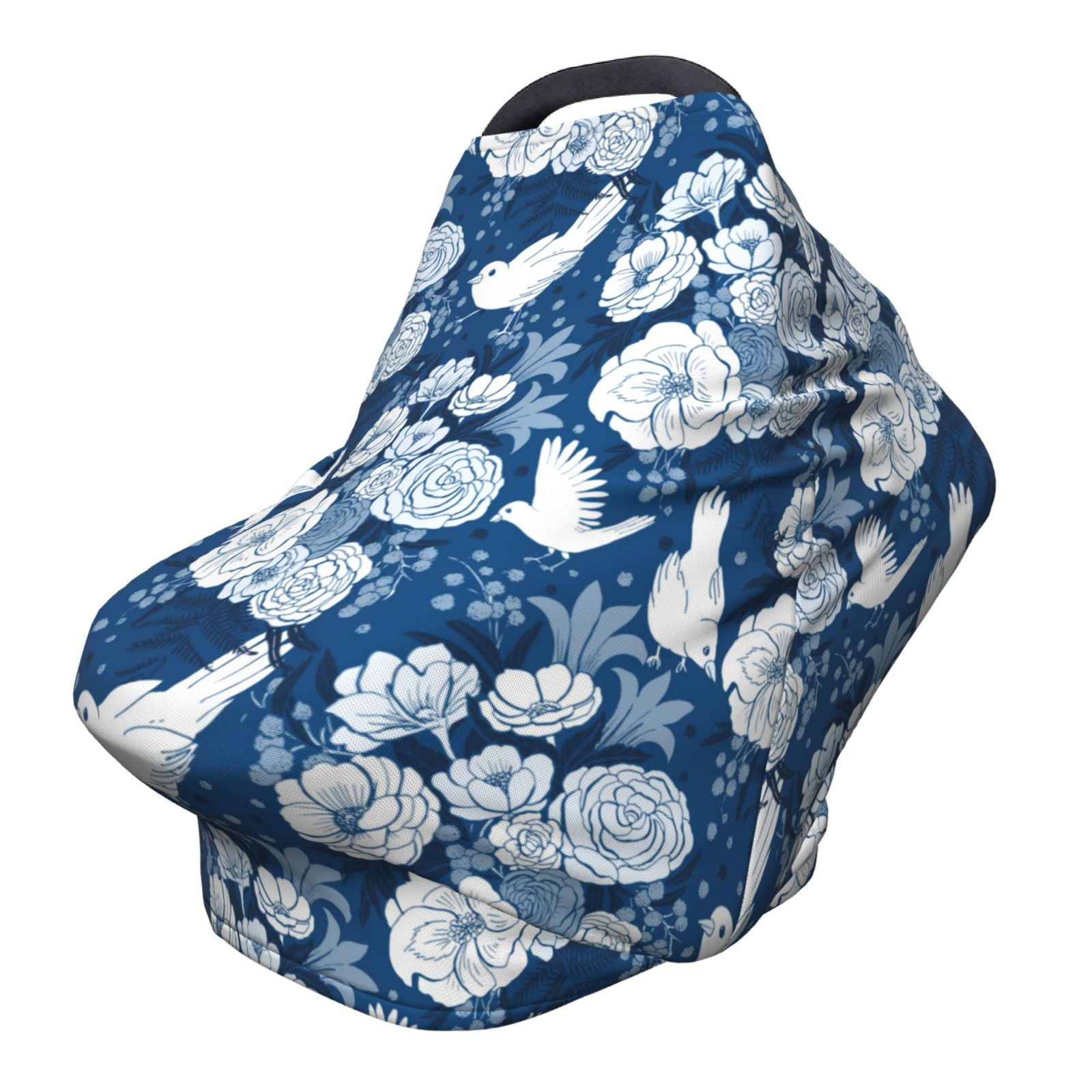 Fotbe Rose Flowers Pattern Car Seat Covers for Babies, Nursing Breastfeeding Cover Infant Carseat Canopy, Soft Stretchy Carrier Cover