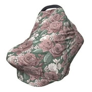 SUNYUANNN Fotbe Rose Flowers Pattern Car Seat Covers for Babies, Nursing Breastfeeding Cover Infant Carseat Canopy, Soft Stretchy Carrier Cover