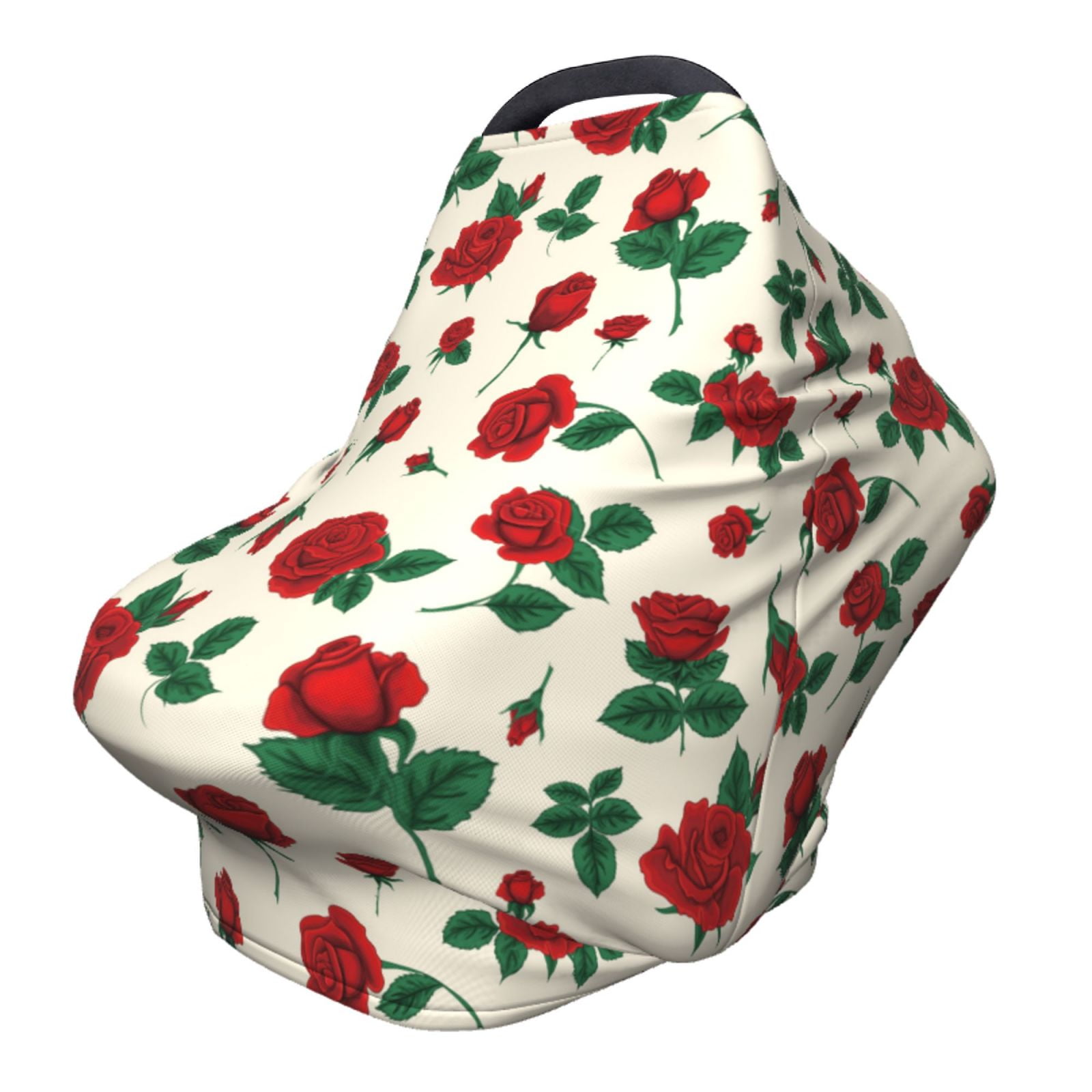 Fotbe Rose Flowers Pattern Car Seat Covers for Babies, Nursing Breastfeeding Cover Carseat Canopy, Soft Stretchy Carrier Cover