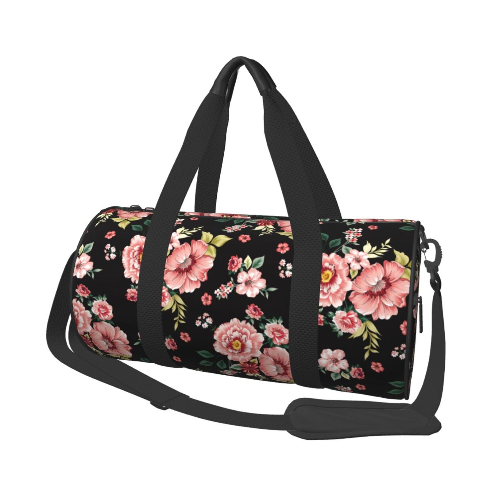 Fotbe Rose Flowers Pattern Foldable Sports Gym Bag with Wet Dry Pocket