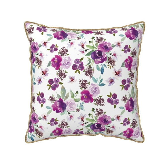 Fotbe Rose Flowers Pattern Velvet Decorative Throw Pillow Covers with Elegant Piping, Soft Plush Cushion Cover for Sofa, Bed, Car, Office-20"x20"
