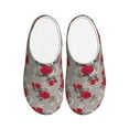 thumbnail image 1 of Fotbe Rose Flowers Pattern Women's Fuzzy Curly Fur Memory Foam Loafer Slippers Indoor Outdoor Slippers Winter Home Shoes-37/38, 1 of 7