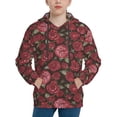 thumbnail image 1 of Fotbe Rose Flowers Pattern Youth Pullover Hooded Sweatshirt, Boys Hoodie, Kangaroo Pocket Hoodie for Kids Girls -Small, 1 of 6