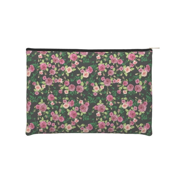 Fotbe Rose Flowers Reusable Cosmetic Bag Makeup Bag for Women Large Travel Cosmetic Pouch Girls' Make Up Organizer