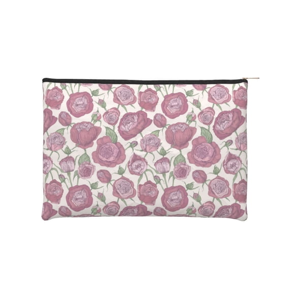 Fotbe Rose Flowers Reusable Cosmetic Bag Makeup Bag for Women Large Travel Cosmetic Pouch Girls' Make Up Organizer