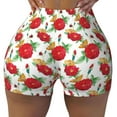 Fotbe Rose Flowers Seamless Shorts, Womens Workout Shorts High Waist