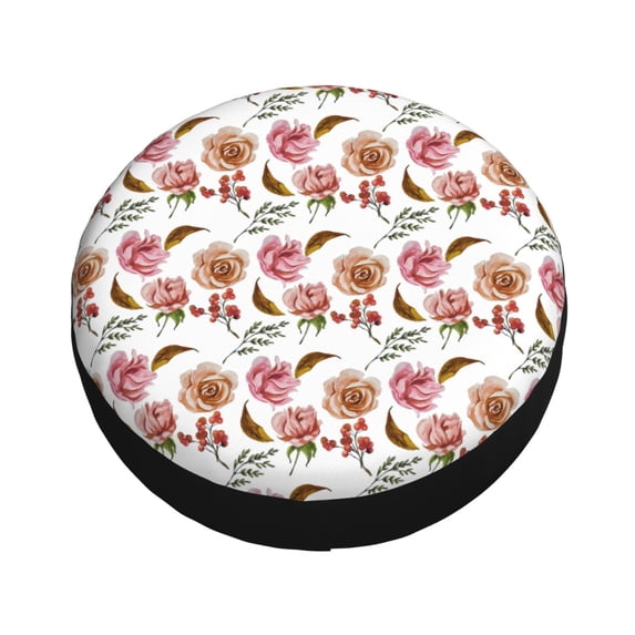 Fotbe Rose Flowers Spare Tire Cover Thickening Universal Fit for Jeep, Trailer, RV, SUV, Truck, Tough Tire Wheel Soft Cover-14 inch