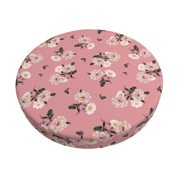 Fotbe Rose Flowers Stool Covers Round,Waterproof Round Bar Stool Covers Bar Chair Covers Washable Stool Cushion Slipcover for 12-14 Inch Chair-14 inch