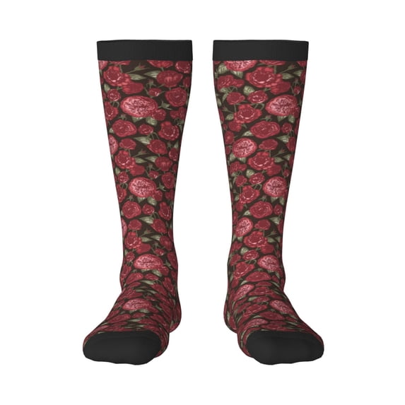 Fotbe Rose Flowers print Women's Men's Novelty Crew Socks Cotton Socks Knee High Socks for Walking,Running,Nurses,Pregnancy