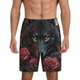 thumbnail image 1 of Fotbe Rose Full Moon Black Wolf Pajama Shorts for Men, Men's Pajama Bottoms, Sleepwear,Short Pajama Pants-Large, 1 of 9