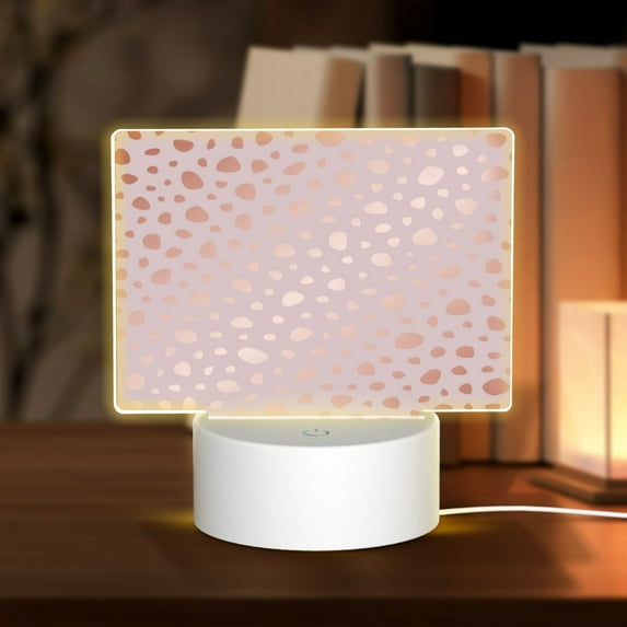Fotbe Rose Gold Abstract Spots 1 Pattern Acrylic Night Light Gift with 3 Color ModesTouch-Sensitive LED Lamp Perfect Gift for Mother's Day, Birthday, or Christmas