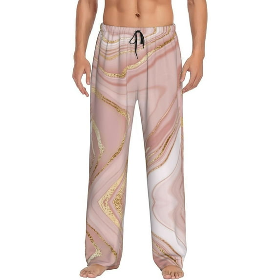 Fotbe Rose Gold Glitter Splatter Men's Pajama Pants,Sleepwear Pants,Pj Bottoms Drawstring And Pockets-Medium