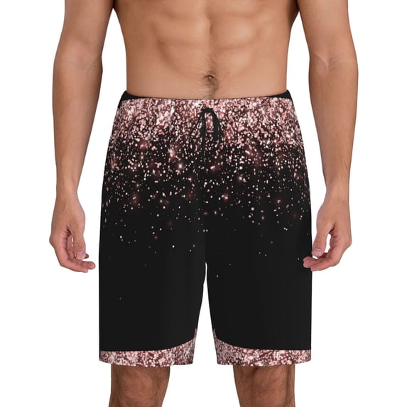 Fotbe Rose Gold Glitter1 Pajama Shorts for Men, Men's Pajama Bottoms, Sleepwear,Short Pajama Pants-Medium