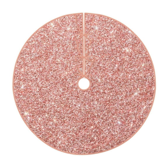 Fotbe Rose Gold Pink Glitter Pattern Christmas Tree Skirt, Tree Skirts Plush Christmas Decorations, Christmas Tree Skirts Xmas Decorations Holiday Party Decor-36"