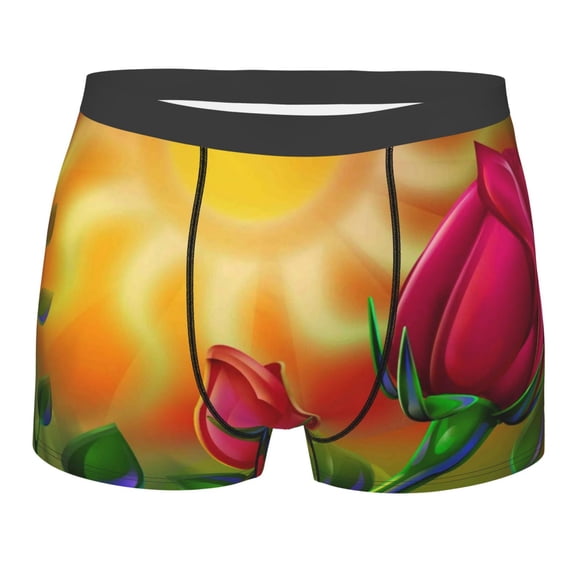 Fotbe Rose Psychedelic Men’s Total Support Pouch Boxer Briefs, X-Temp Cooling, Moisture-Wicking Underwear, Regular, Long-leg and Trunk-Medium