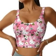 thumbnail image 1 of Fotbe Rose Rabbit Pattern Womens' Sports Bra Longline Wirefree Padded with Medium Support Sports Moisture-Wicking Workou Vest,Tank Top-XX-Large, 1 of 9