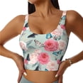 thumbnail image 1 of Fotbe Roses and Butterflies Pattern Womens' Sports Bra Longline Wirefree Padded with Medium Support Sports Moisture-Wicking Workou Vest,Tank Top-Small, 1 of 7