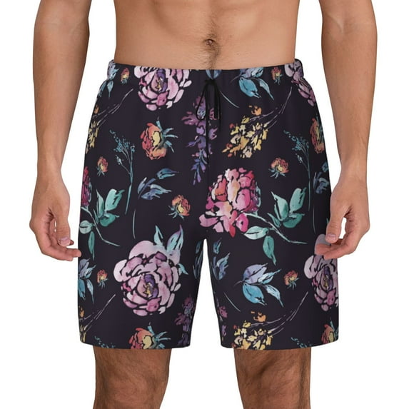Fotbe Roses Flowers Men’s Swim Trunks Quick Dry Swim Shorts Board Shorts with Mesh Lining-Medium