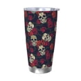 thumbnail image 1 of Fotbe Roses Skulls Pattern 20 oz Tumbler Stainless Steel Vacuum Insulated Coffee Ice Cup Double Wall Travel Flask Leak-proof Coffee Cup-Without Straw, 1 of 8