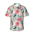 thumbnail image 1 of Fotbe Roses and Butterflies Hawaiian Shirt for Men Unisex Summer Beach Casual Short Sleeve Cotton Linen Button Down Shirts-Large, 1 of 9