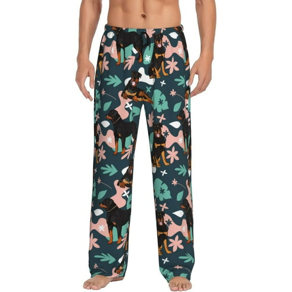 Fotbe Rottweiler Men's Pajama Pants,Sleepwear Pants,Pj Bottoms Drawstring And Pockets-Small