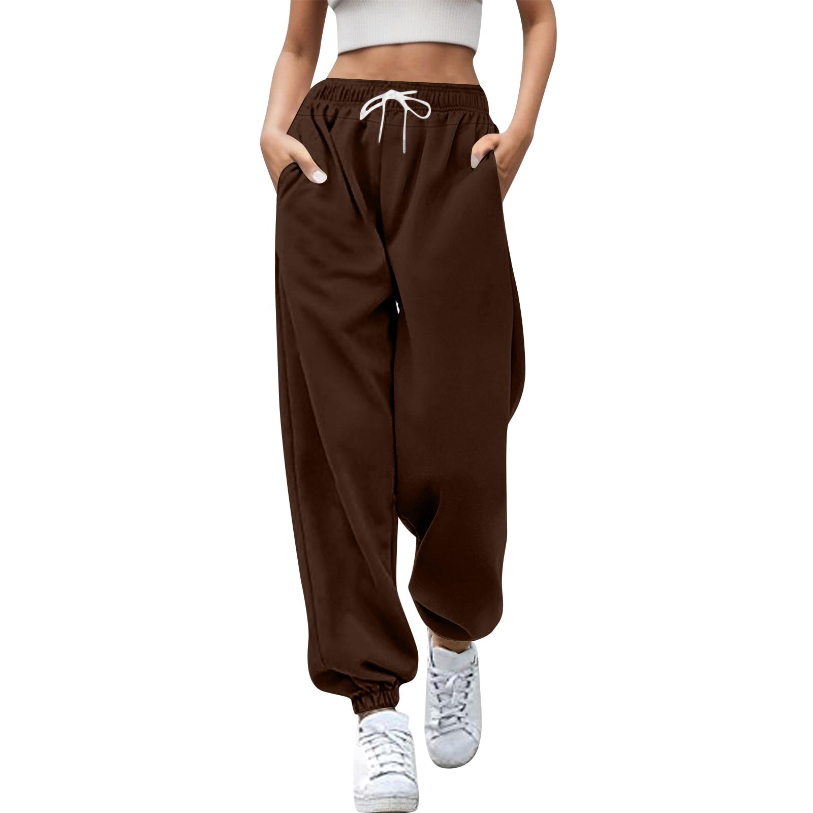 Women's Fashion Casual Drawstring Solid Color Bunched Feet Sports Casual Pants 5 Loose Pants for Women Elastic Waist Casual Womens Casual Pants 2x Womens plus Size Dress Pants for Women Business