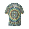 thumbnail image 1 of Fotbe Round Mandala1 print Short Sleeve Button Down Shirts for Men Casual Summer Beach Wrinkle Free Shirt-X-Large, 1 of 7
