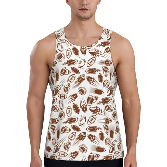 Fotbe Rugby Style Pattern Men's Quick Dry Workout Tank Top Gym Muscle Tee Fitness Bodybuilding Sleeveless T Shirt Breathable Workout Shirt-XX-Large