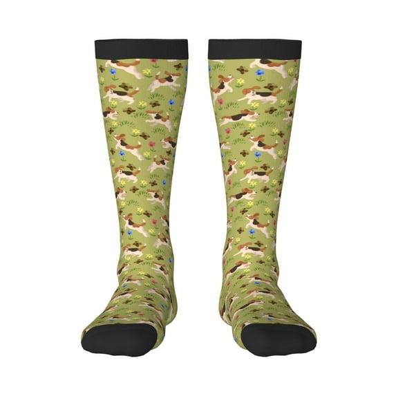 Fotbe Running Beagle print Women's Men's Novelty Crew Socks Cotton Socks Knee High Socks for Walking,Running,Nurses,Pregnancy