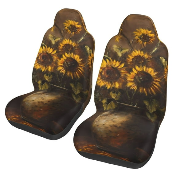 Fotbe Rustic Sunflower Bouquet Pattern Automotive Seat Covers for Cars Trucks and SUVs – Car Seat Covers for Front Seats,Protective Seat Covers,Vehicle Seat Covers, Set of 2