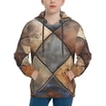 thumbnail image 1 of Fotbe Rustic Tile Pattern Pattern Youth Pullover Hooded Sweatshirt, Boys Hoodie, Kangaroo Pocket Hoodie for Kids Girls -, 1 of 6