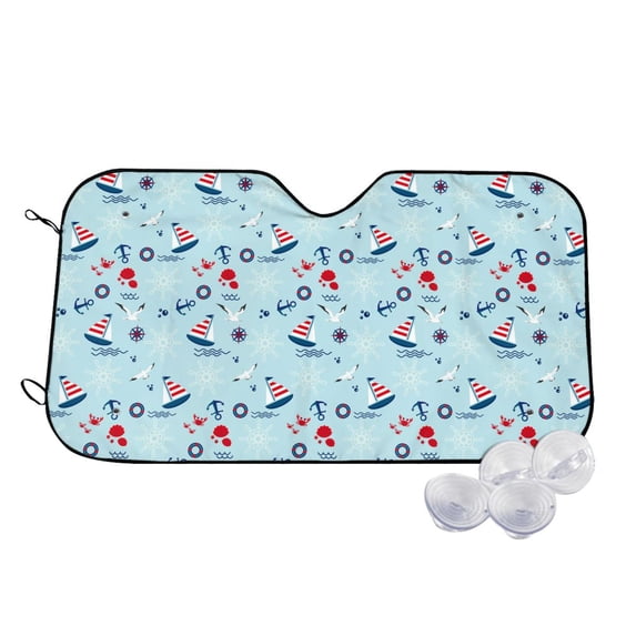 Fotbe Sailboats Anchors Car Windshield Sunshade | Sun Visor Protector Front Window Shade, Keeps Out UV Rays, Keeps Your Vehicle Cool-Small