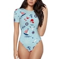 thumbnail image 1 of Fotbe Sailboats Anchors Women's Crew Neck Short Sleeves Bodysuit Tops Round Neck Slim Sleeveless Soft Comfortable Basic-X-Large, 1 of 9